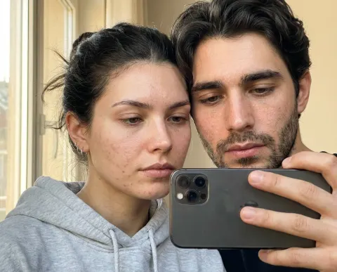 Realistic Couple Window Selfie