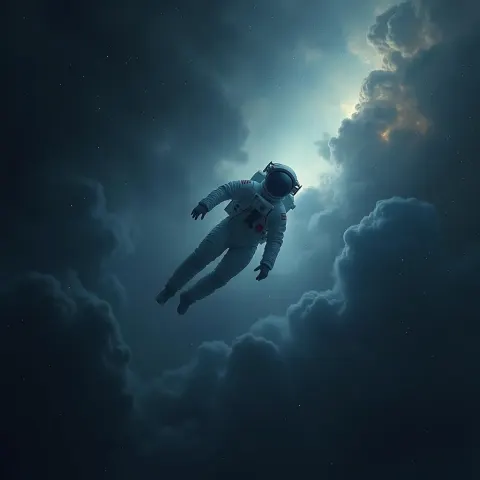 Astronaut Adrift in Dark Fantasy Cosmos