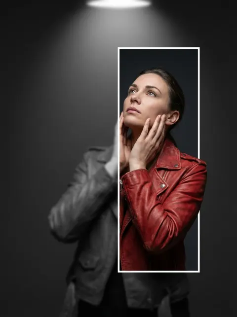 Surreal Red Jacket Illusion