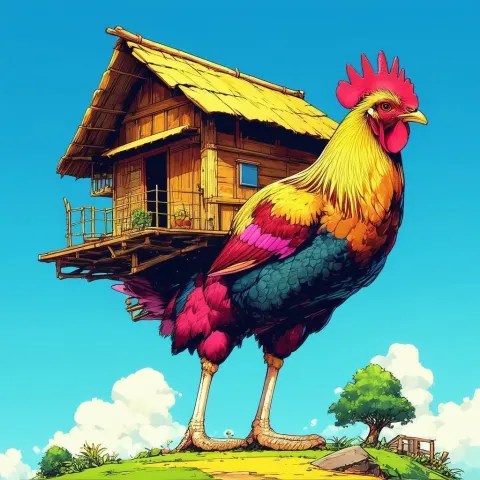 Manga Hut Striding on Chicken Legs