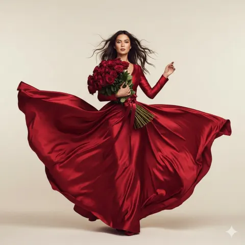 Red Satin Rose Luxury Editorial
