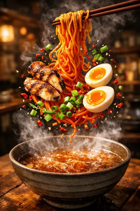 Floating Spicy Turkey Noodles