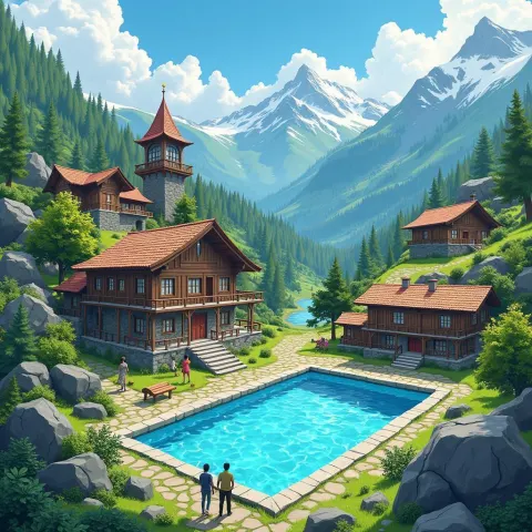 Blockchain Village Pools in Carpathian Mountains