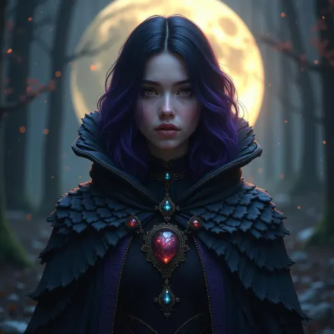 Dark Witch in Dragon Scale Cloak Moonlight