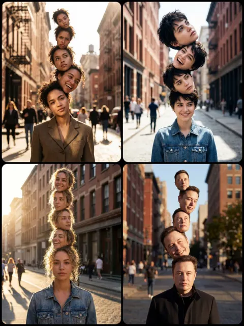 Surreal Stacked Heads Portrait Photography