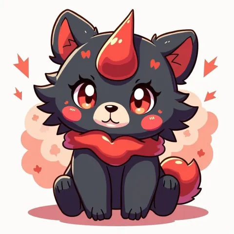 Horned Bear Spirit in Black and Red