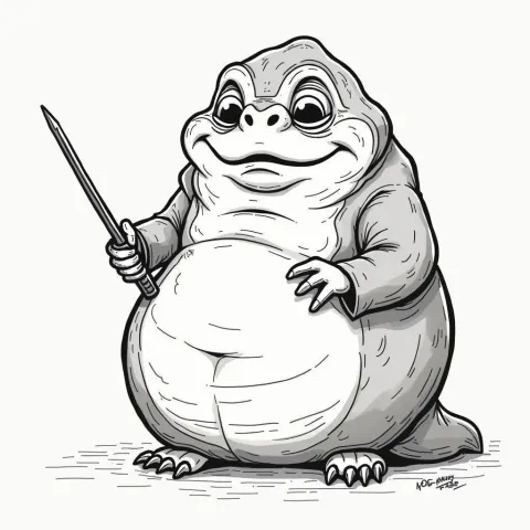 Elon Musk as Jabba in Whiteboard Sketch