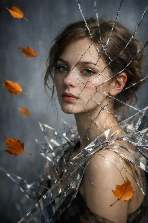 Surreal Shattered Mirror Portrait