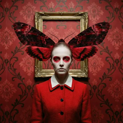 Surreal Moth Wing Woman Portrait