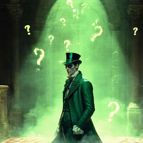 The Riddler in Georgian Menswear and Question Marks