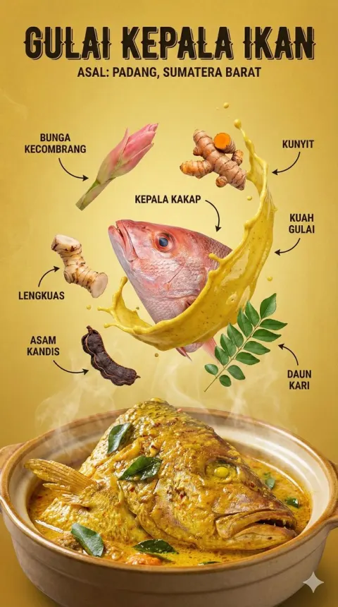 Floating Indonesian Food Infographic