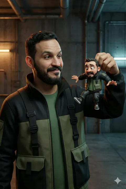 Man Stunned by Mini Cartoon Self