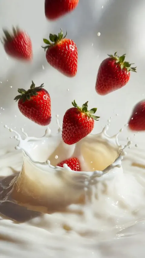 Strawberry Crown Splash in Milk