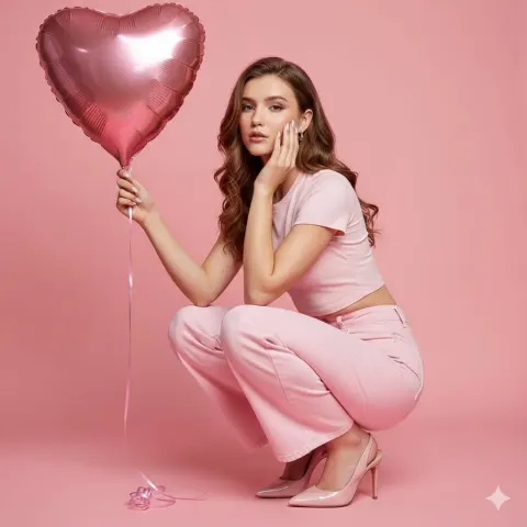 Romantic Pink Valentine Fashion Portrait