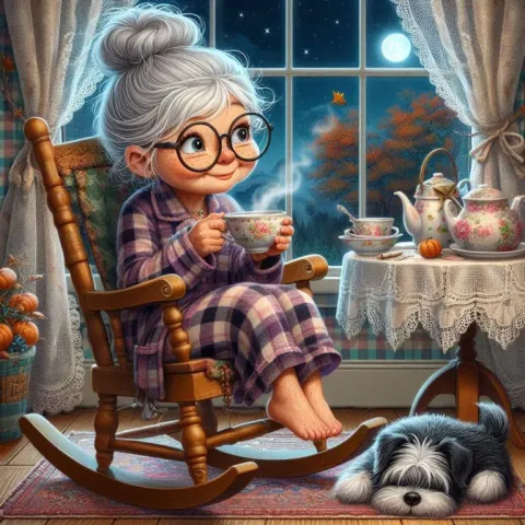 Whimsical Granny in Cozy Setting