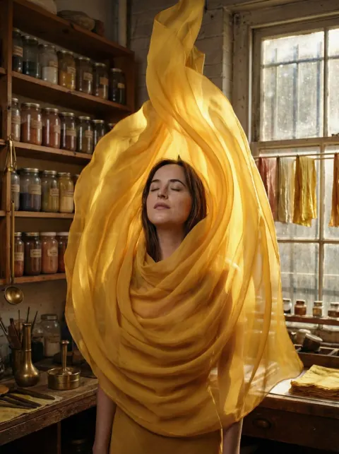 Saffron Silk Storm Portrait