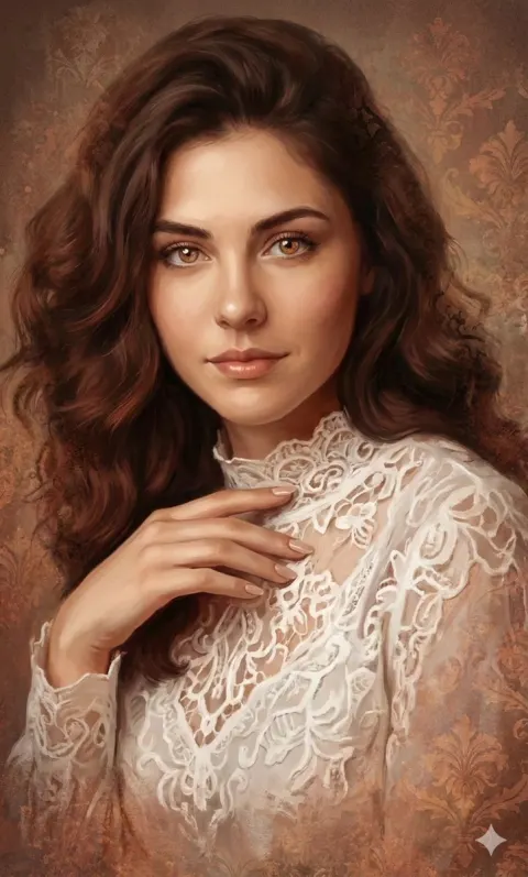 Ethereal Lace Portrait of Young Woman