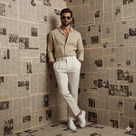 Vintage Newsprint Corner Fashion Portrait