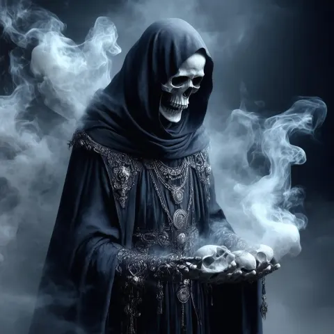 Necromancer Priest in Obsidian Robes and Smoke