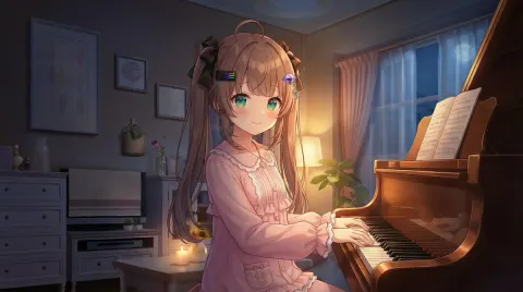 Late-Night Piano Practice Illustrations