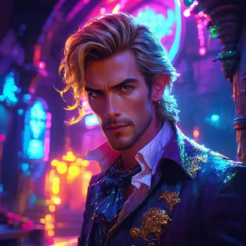 Guybrush Threepwood in Glitchy Neon Vaporwave