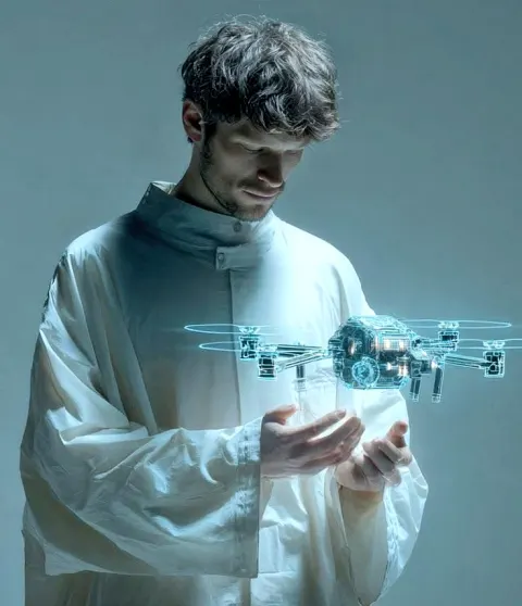 Futuristic Holographic Drone Tech Showcase