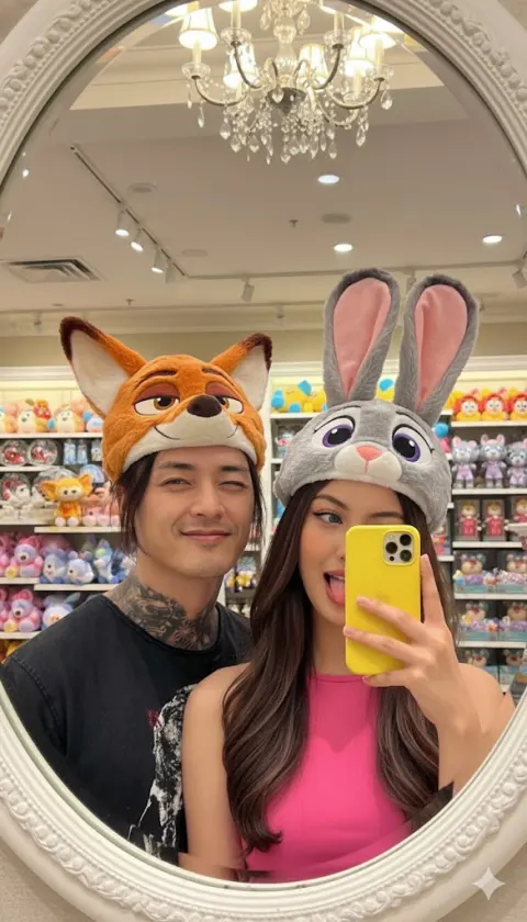 Zootopia Couple Mirror Selfie