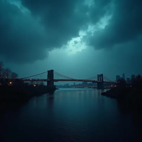 City Bridge Brooding Under a Stormy Sky