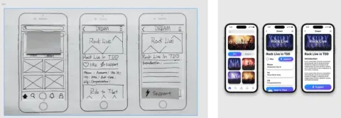 Wireframe to High-Fidelity UI Mockup
