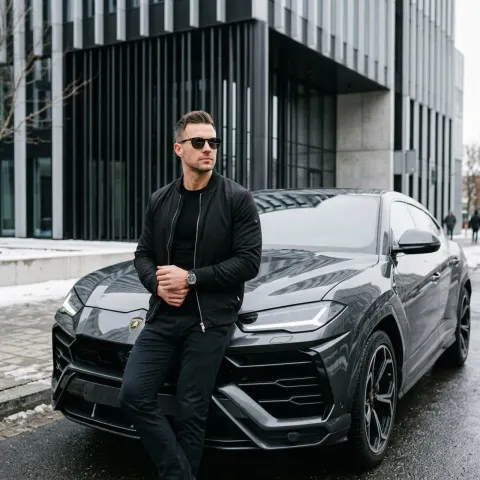 Stylish Man with Lamborghini