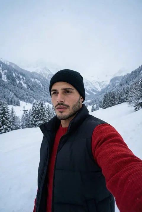 Solo Winter Mountain Selfie
