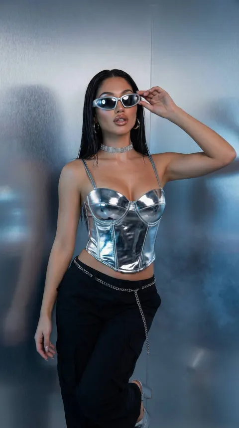 Cyber Y2K Metallic Glam Editorial