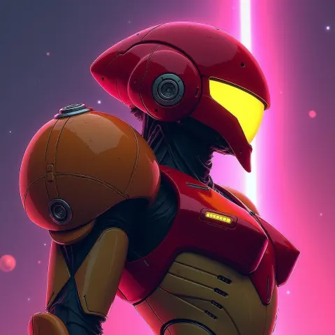 Samus Aran Suit in Magenta Neon Space