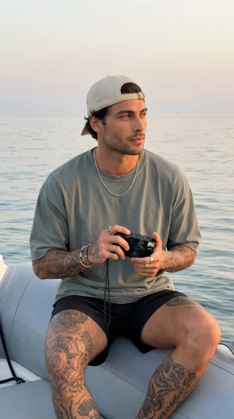 Golden Hour Film Boy at Sea