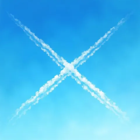Chemtrails Crossing in an Azure Gouache Sky