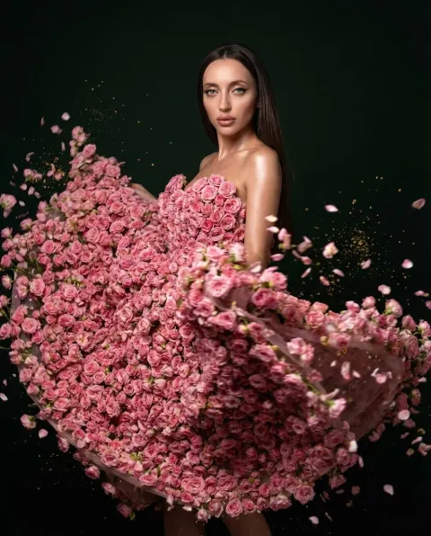 Rose Dress Girl in Motion