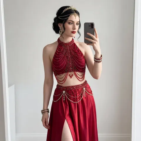 Oriental Red Couture Mirror Selfie