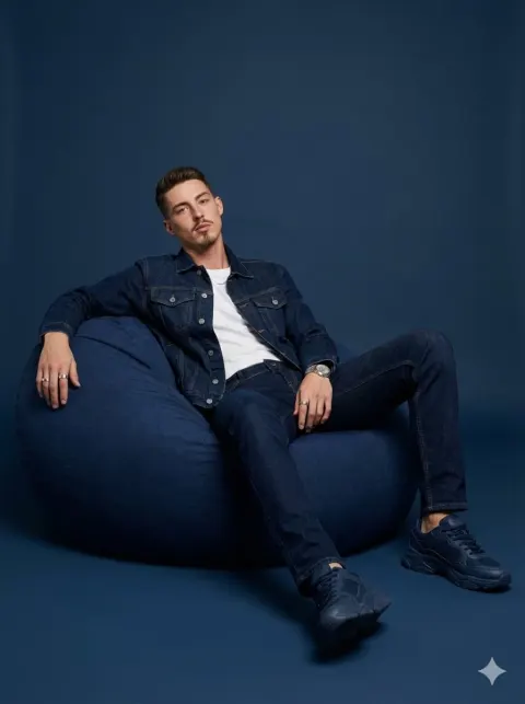 Navy Blue Confident Fashion Portrait