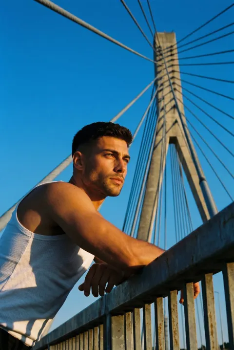 Golden Hour Bridge Contemplation