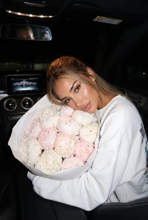 Night Car Portrait with Peonies