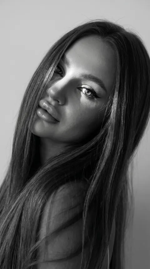 Playful Gaze Black White Portrait
