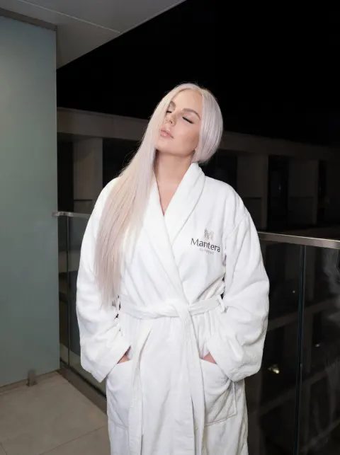 Flash Bathrobe Portrait at Night