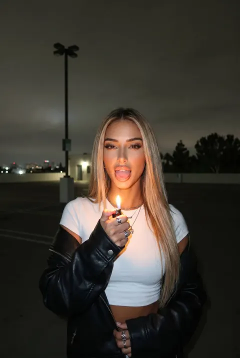 Night Rooftop Flame Flash Portrait