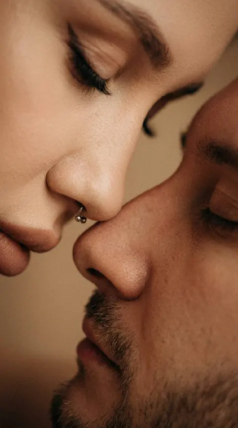Intimate Nose Touch Macro Shot