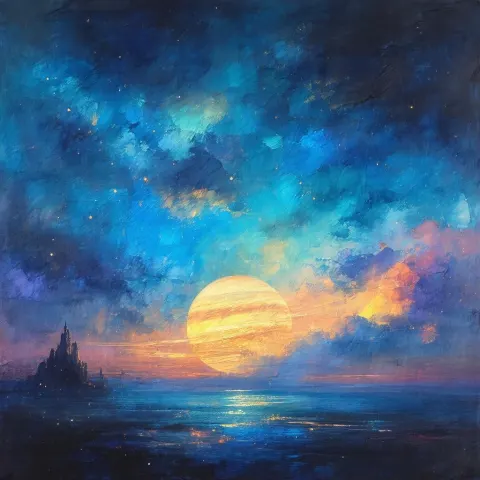 Jupiter Ascending in Layered Gouache Hues