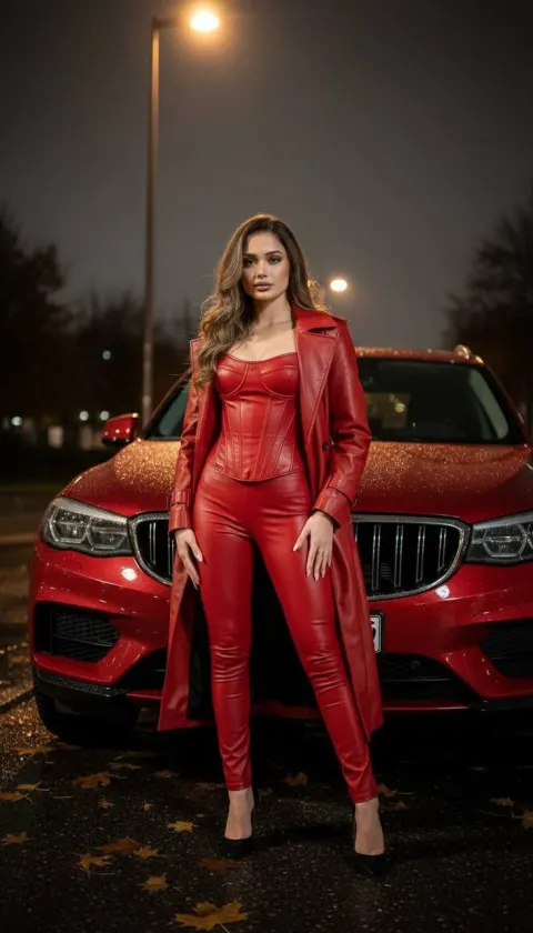 Red SUV Night Fashion Shoot