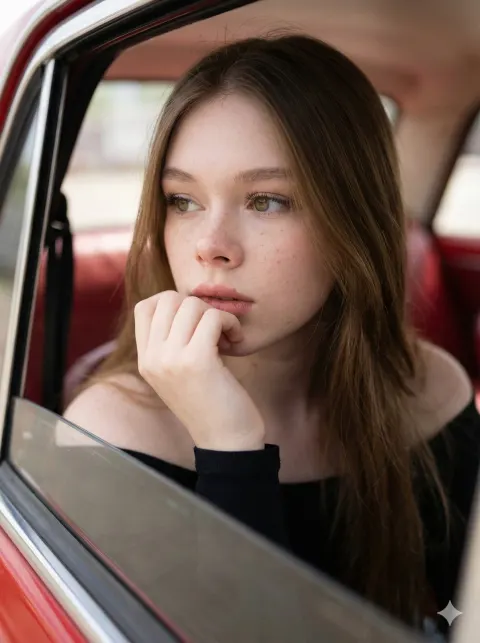 Vintage Car Supermodel Portrait