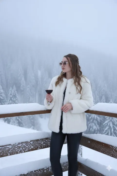 Elegant Après-Ski Wine Moment