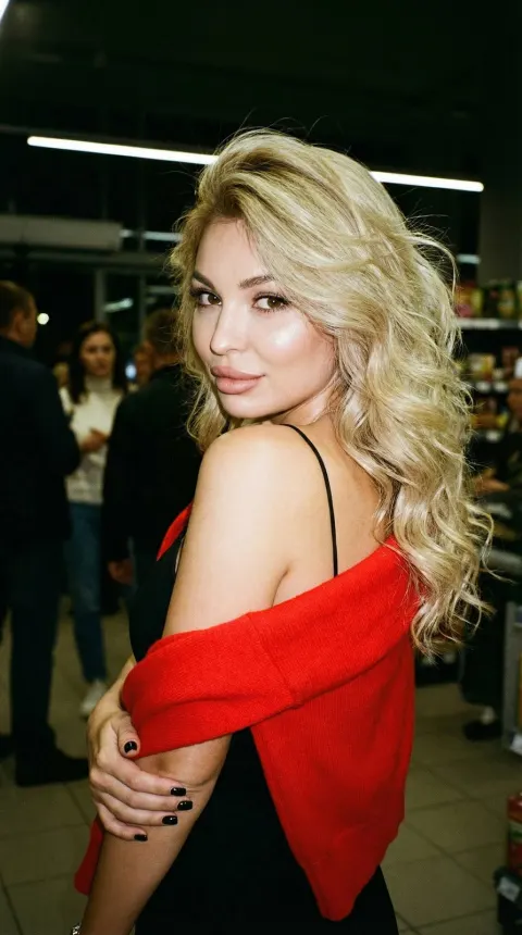 Night Store Girl in Red Sweater