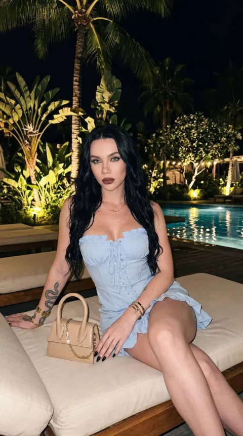 Tropical Poolside Night Portrait
